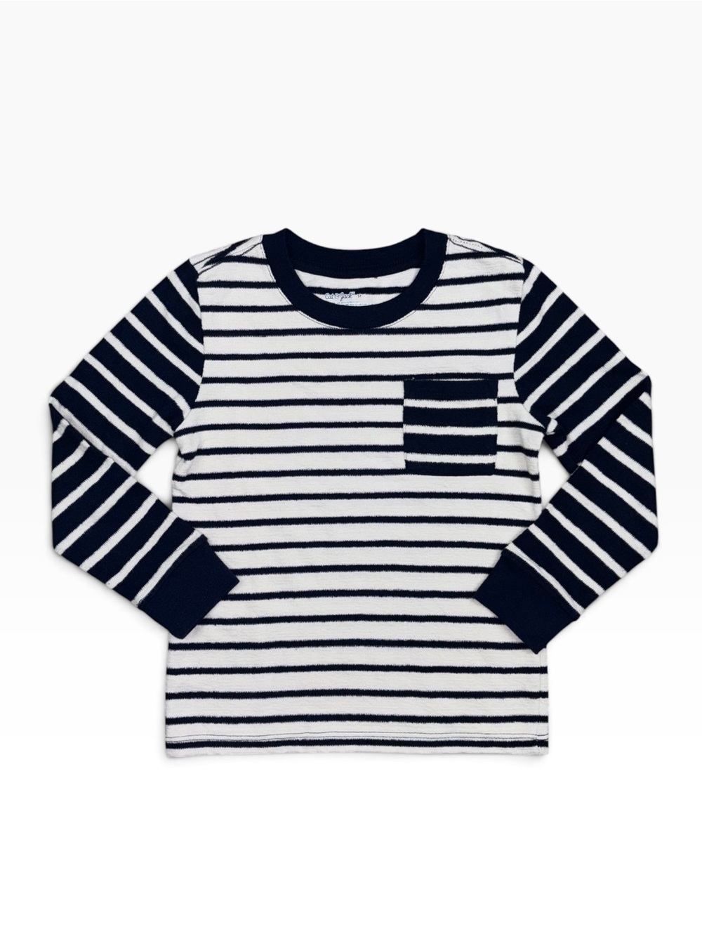 Cat & Jack Knit Striped Long Sleeve Shirt 5T Navy Cream